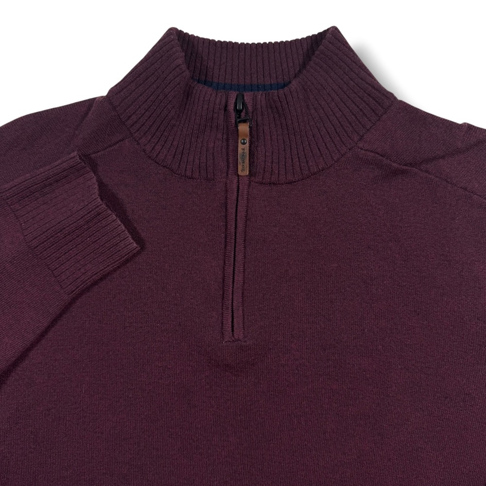 Smartwool Quarter Zip Merino Wool Blend Sweater Large Mens Burgundy